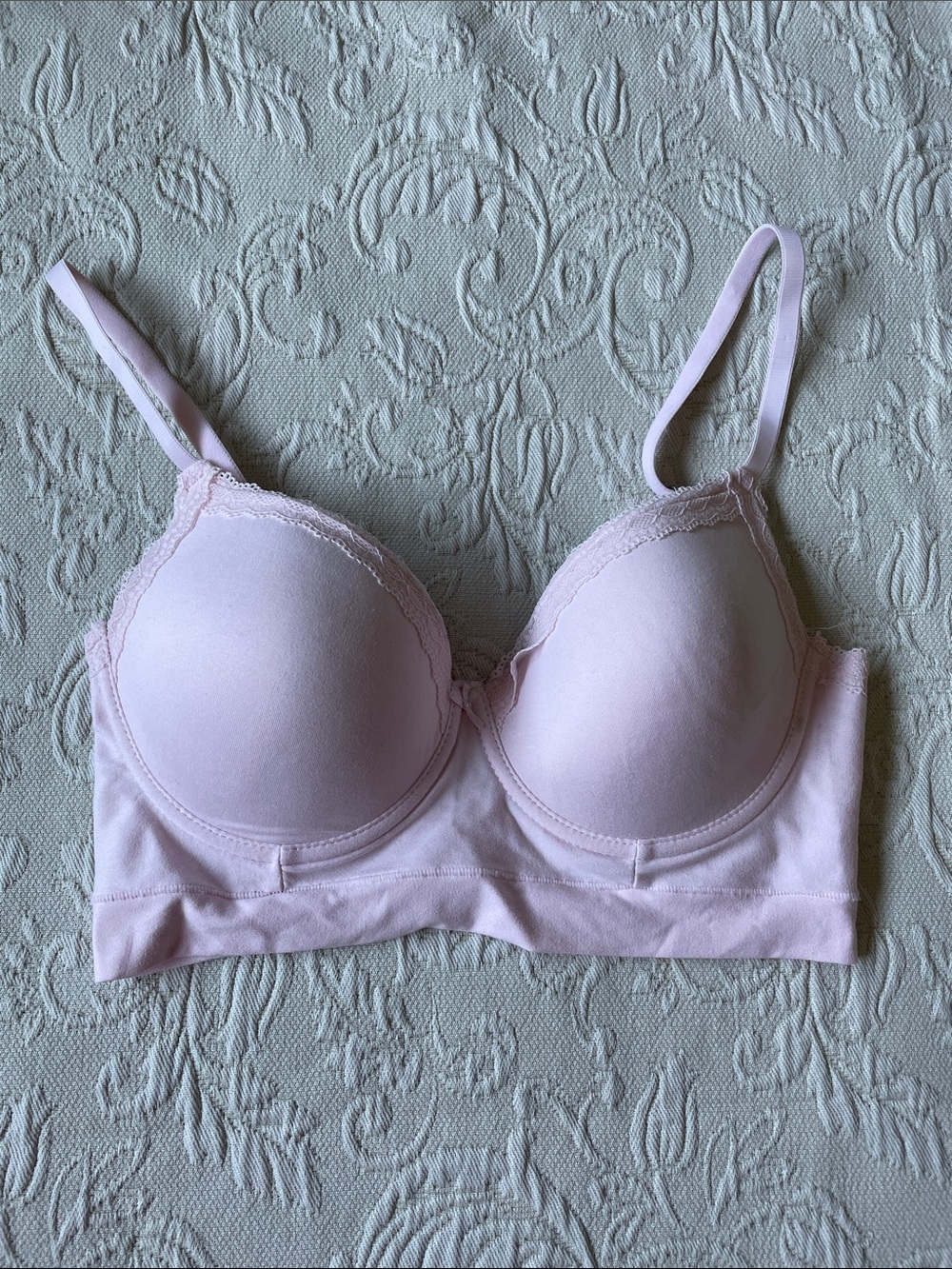 Lucky Brand Pale Pink Molded Cup Bra with Lace Trim